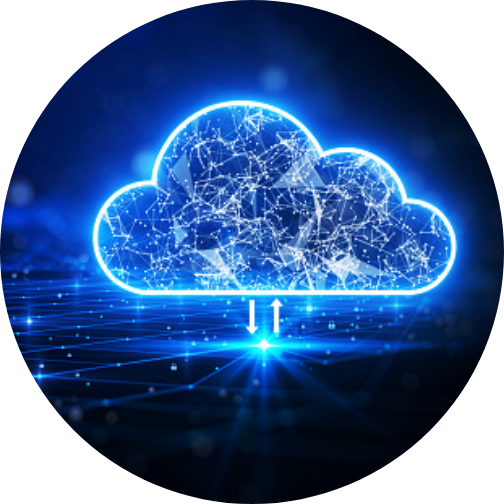 graphic in a cloud shape with neon outline