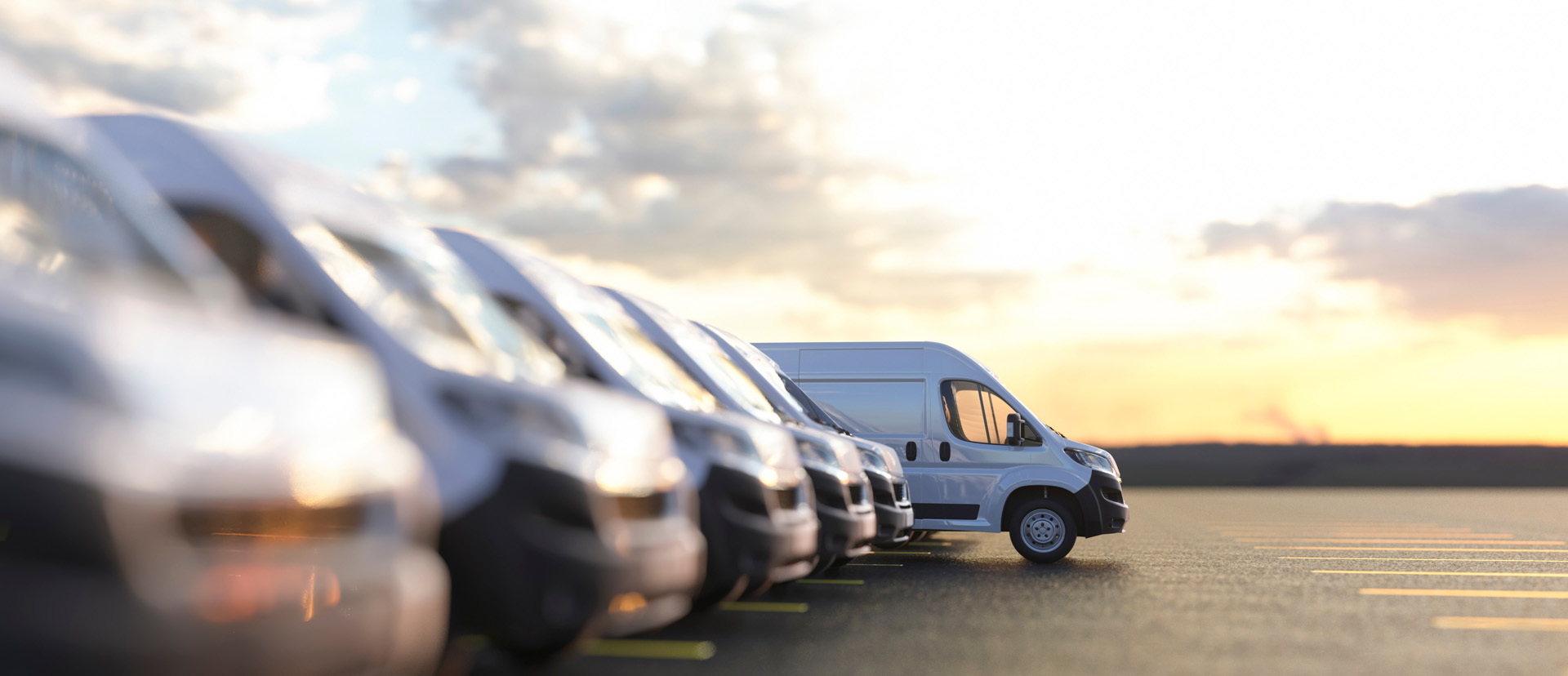 line of fleet vans