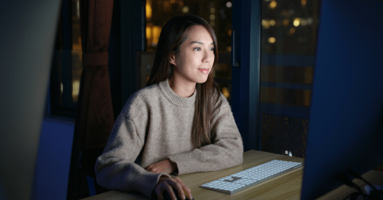 woman working on a desktop